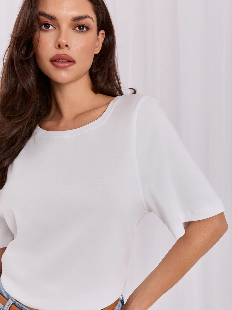 Rue Paris T-shirt-RV-TS-A1090.30-balta