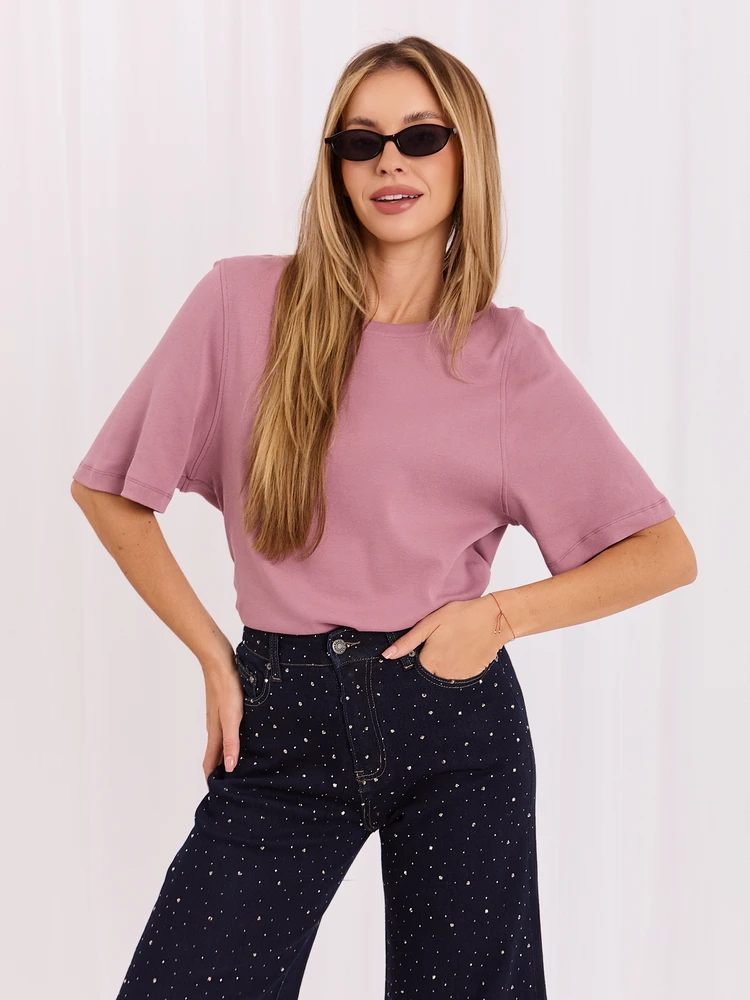 Rue Paris T-shirt-RV-TS-A1090.30-ciemny rožinė