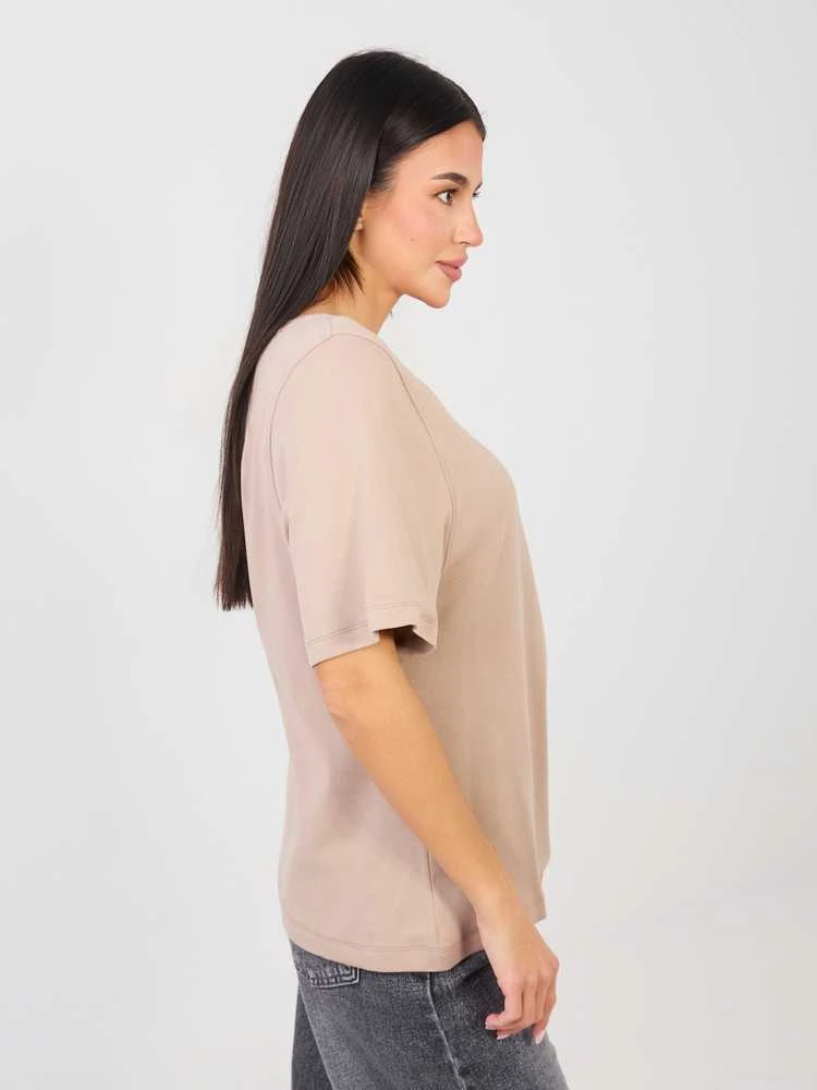 Rue Paris T-shirt-RV-TS-A1090.30-ciemny bezowy