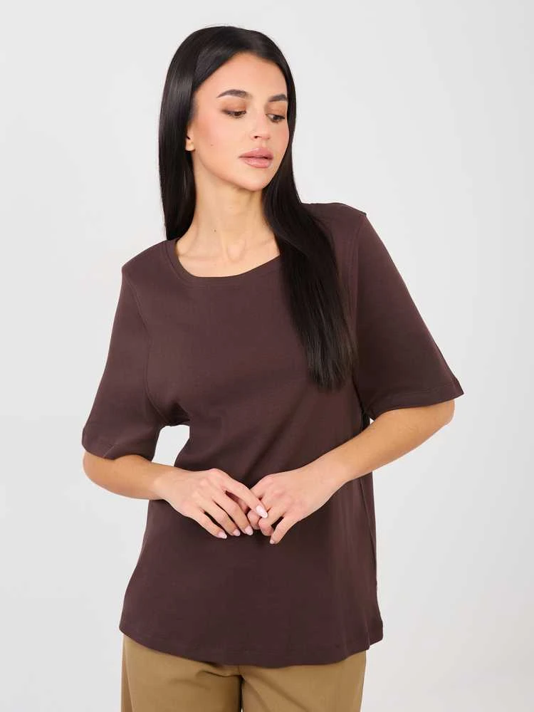 Rue Paris T-shirt-RV-TS-A1090.30-ciemny ruda
