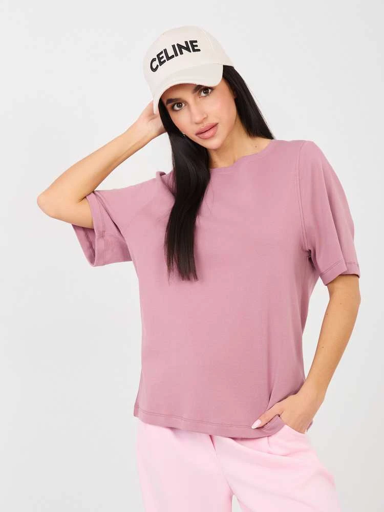 Rue Paris T-shirt-RV-TS-A1090.30-ciemny rožinė