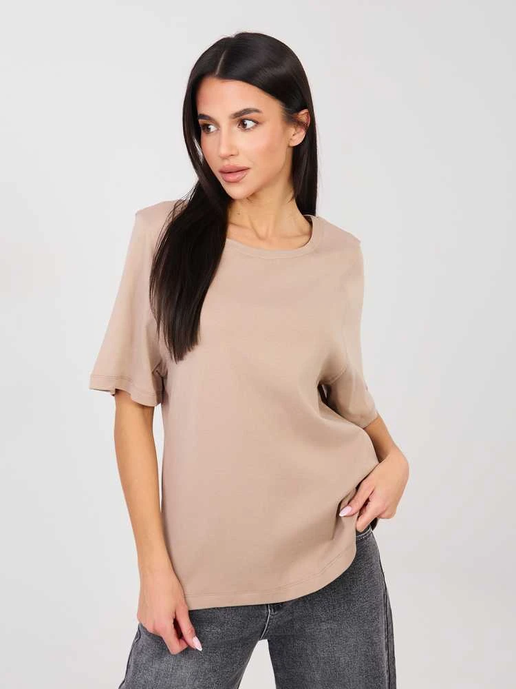 Rue Paris T-shirt-RV-TS-A1090.30-ciemny bezowy
