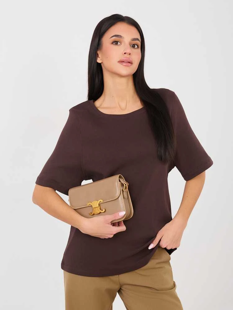 Rue Paris T-shirt-RV-TS-A1090.30-ciemny ruda
