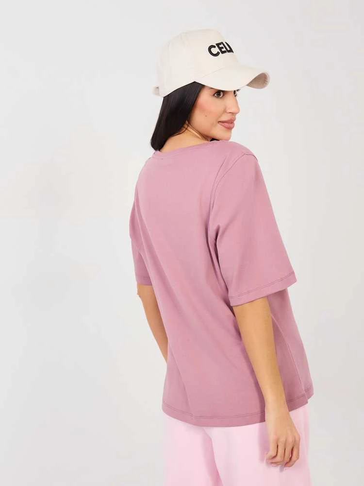 Rue Paris T-shirt-RV-TS-A1090.30-ciemny rožinė