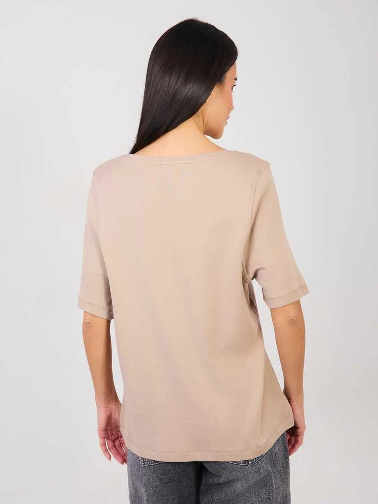 Rue Paris T-shirt-RV-TS-A1090.30-ciemny bezowy