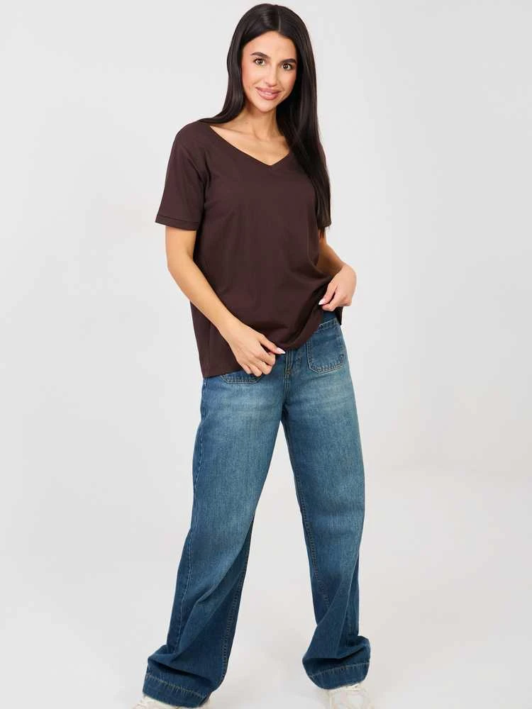 Rue Paris T-shirt-RV-TS-A1094.45-ciemny ruda
