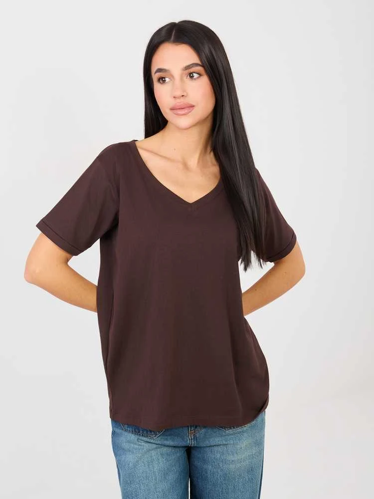 Rue Paris T-shirt-RV-TS-A1094.45-ciemny ruda