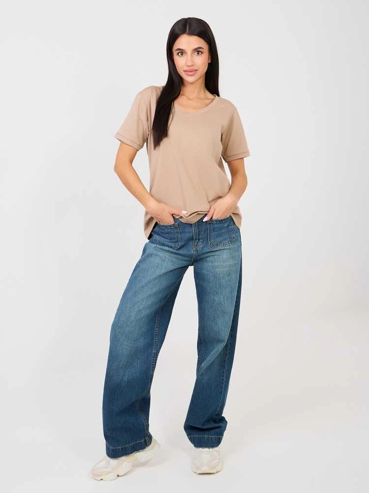 Rue Paris T-shirt-RV-TS-A1094.45-ciemny bezowy