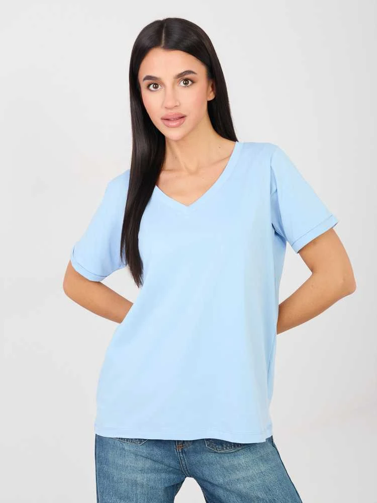 Rue Paris T-shirt-RV-TS-A1094.45-šviesiai mėlyna