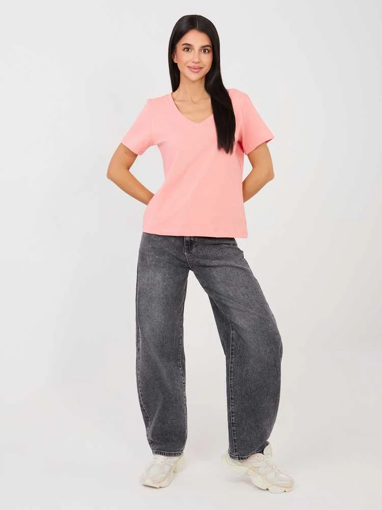 Rue Paris T-shirt-RV-TS-A1095.33-brzoskwiniowy