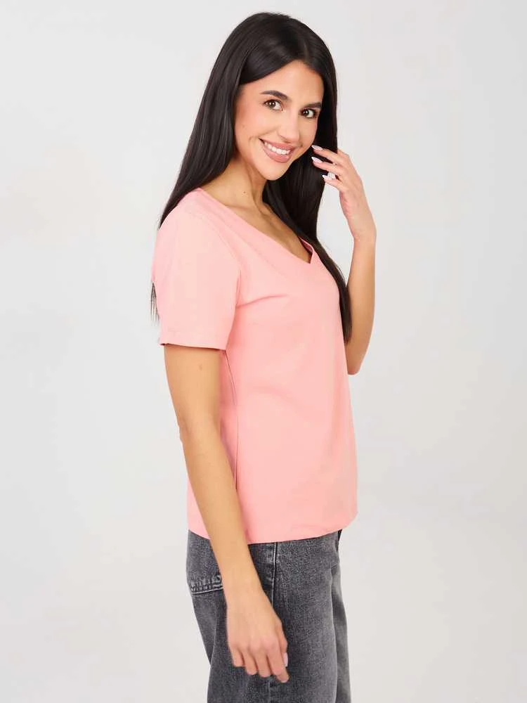 Rue Paris T-shirt-RV-TS-A1095.33-brzoskwiniowy