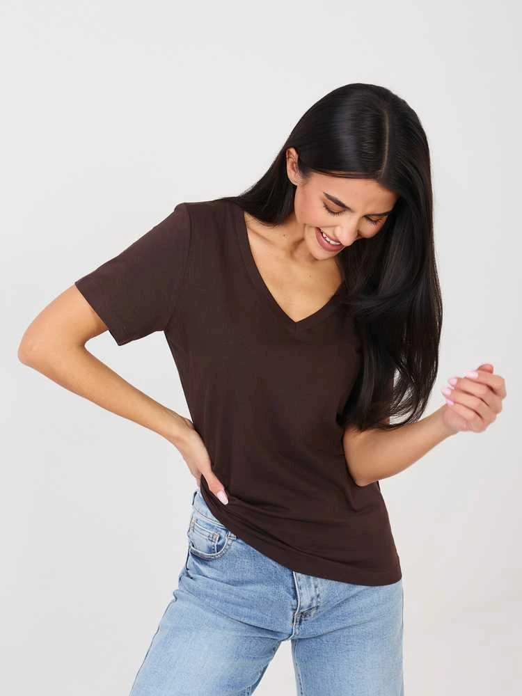 Rue Paris T-shirt-RV-TS-A1095.33-ciemny ruda