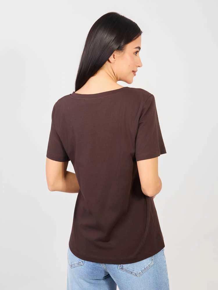 Rue Paris T-shirt-RV-TS-A1095.33-ciemny ruda