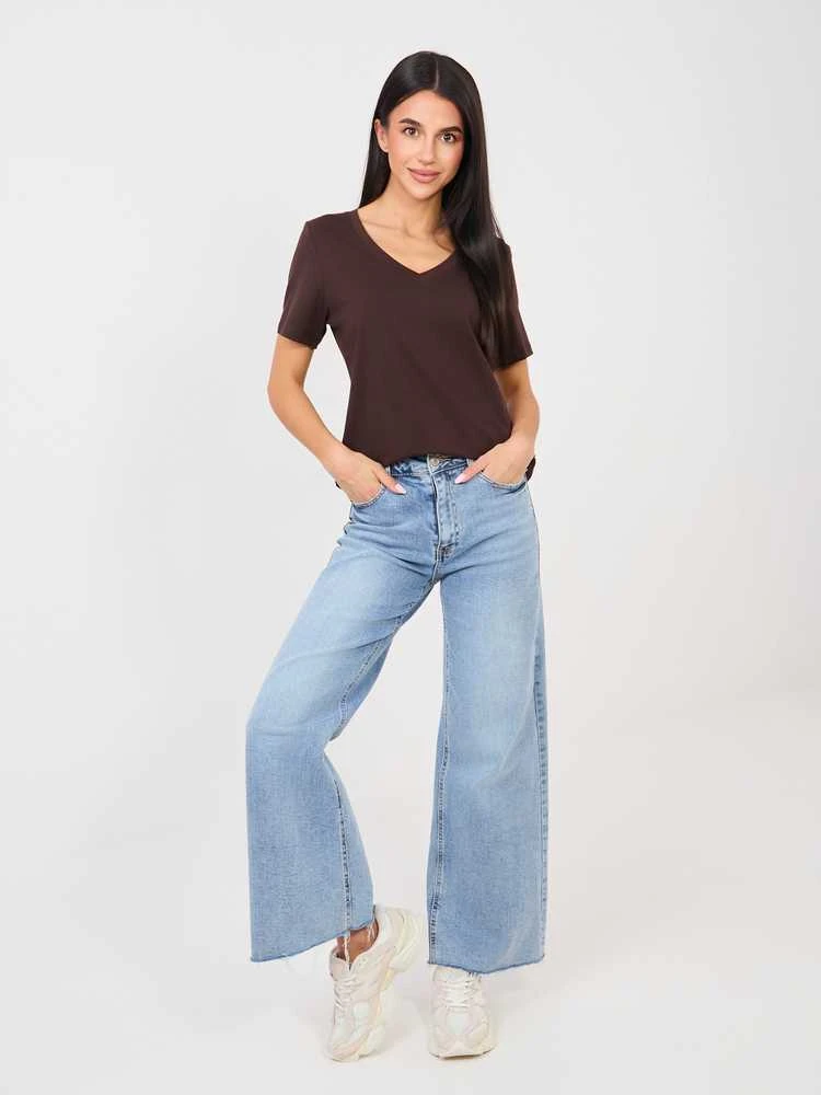 Rue Paris T-shirt-RV-TS-A1095.33-ciemny ruda