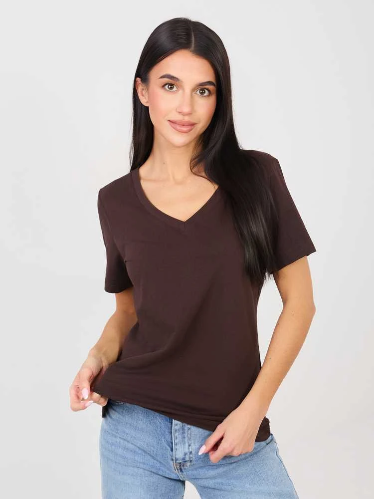 Rue Paris T-shirt-RV-TS-A1095.33-ciemny ruda