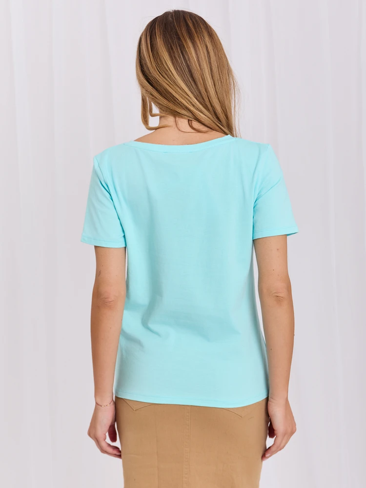 Rue Paris T-shirt-RV-TS-A1095.33-mietowy
