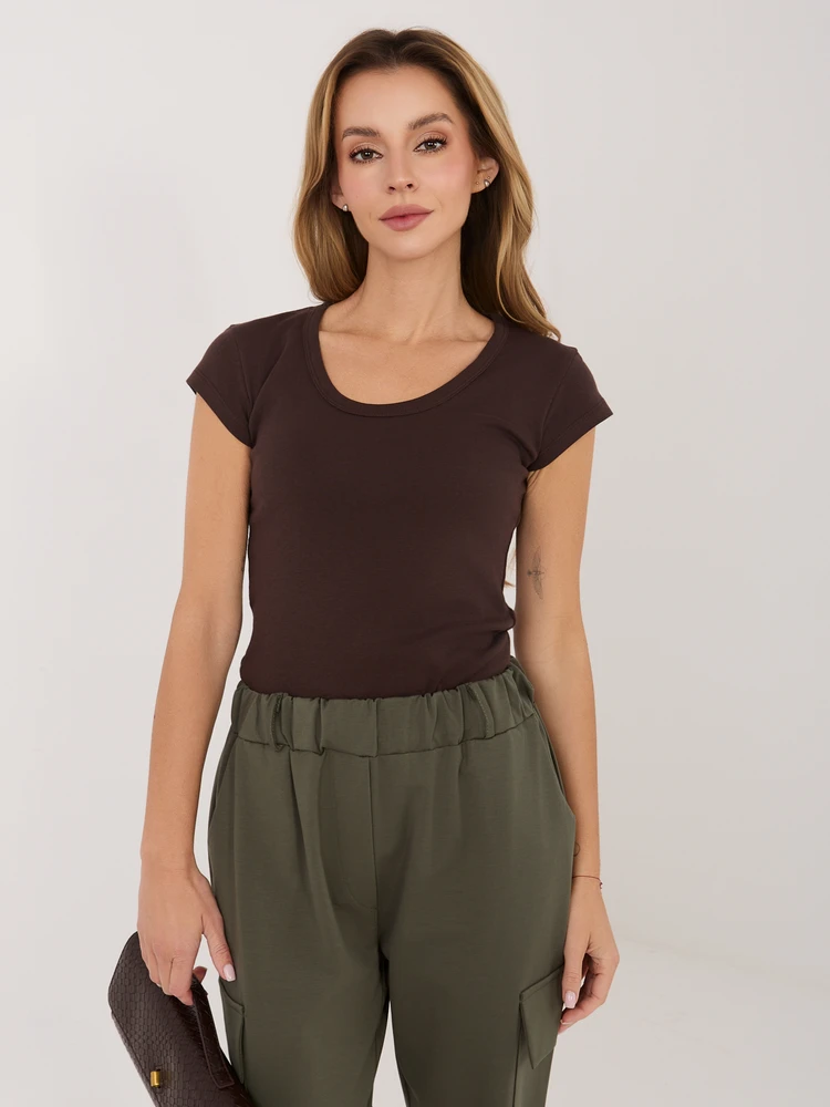 Rue Paris T-shirt-RV-TS-A1360.02P-ciemny ruda