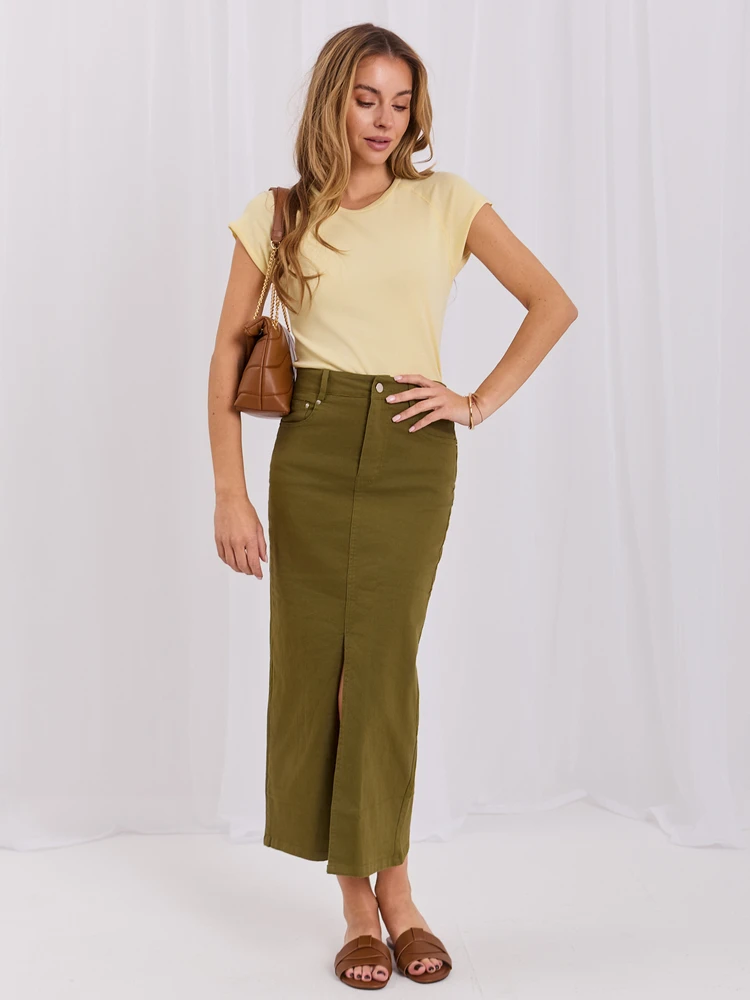 Rue Paris T-shirt-RV-TS-A1442.15-jasny geltona