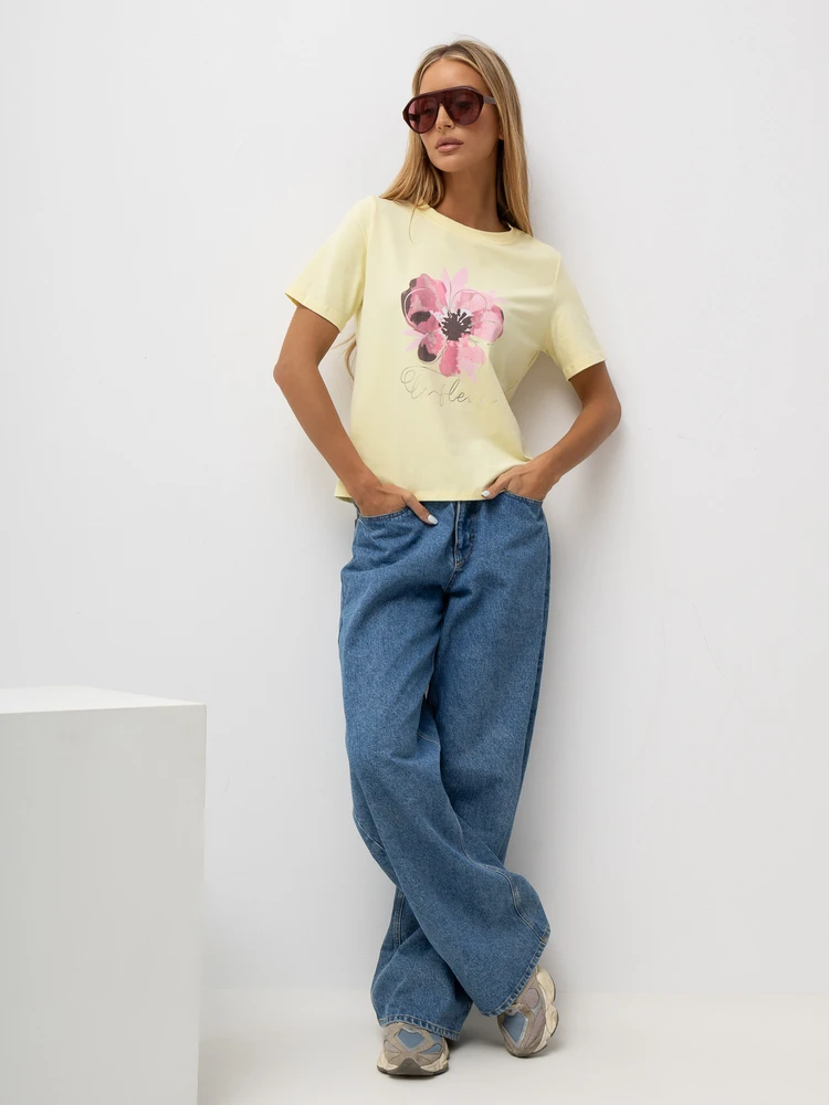 Rue Paris T-shirt-RV-TS-A1521.86-jasny geltona