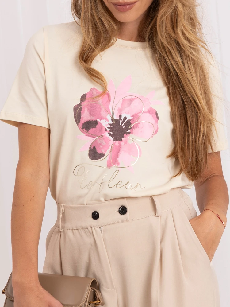 Rue Paris T-shirt-RV-TS-A1521.86-jasny smėlio spalva