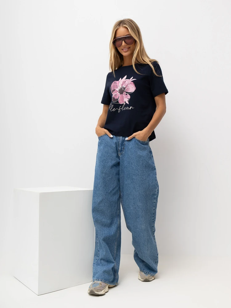 Rue Paris T-shirt-RV-TS-A1521.86-tamsiai mėlyna