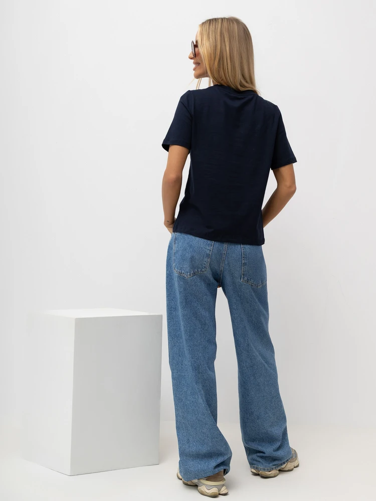 Rue Paris T-shirt-RV-TS-A1521.86-tamsiai mėlyna