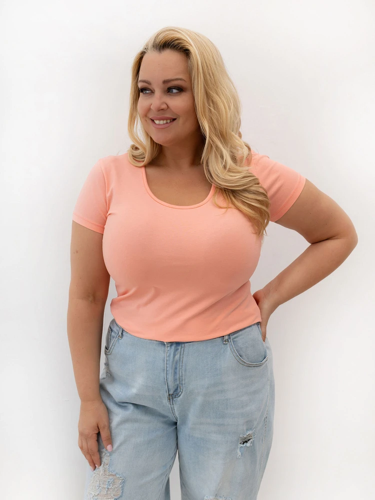 Rue Paris T-shirt-RV-TS-A556-1.17-brzoskwiniowy