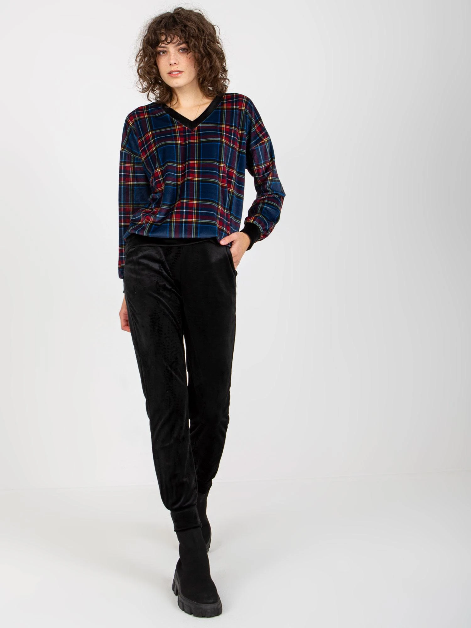 Rue Paris Veliūrinis treningas moterims RP-KMPL-8190-6.23X-juoda-mėlyna