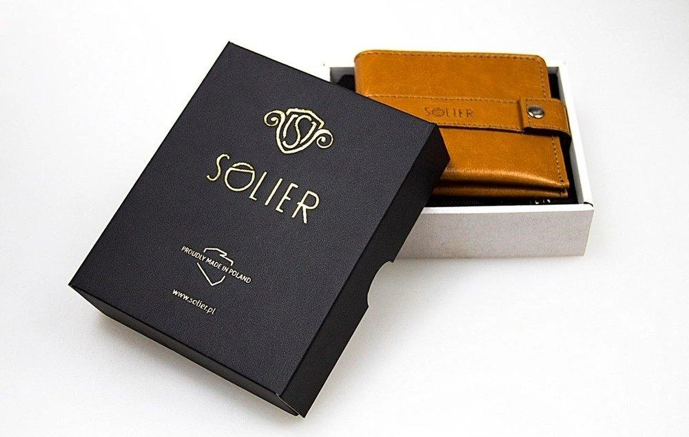 Solier Accessories Kortelių dėklas vyras SOLIER SA13 - Šviesiai rudas