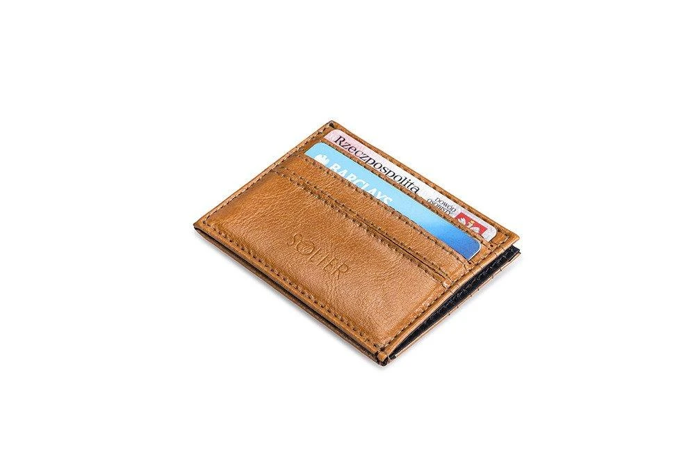 Solier Accessories Kortelių dėklas vyras SOLIER SA13 - Šviesiai rudas