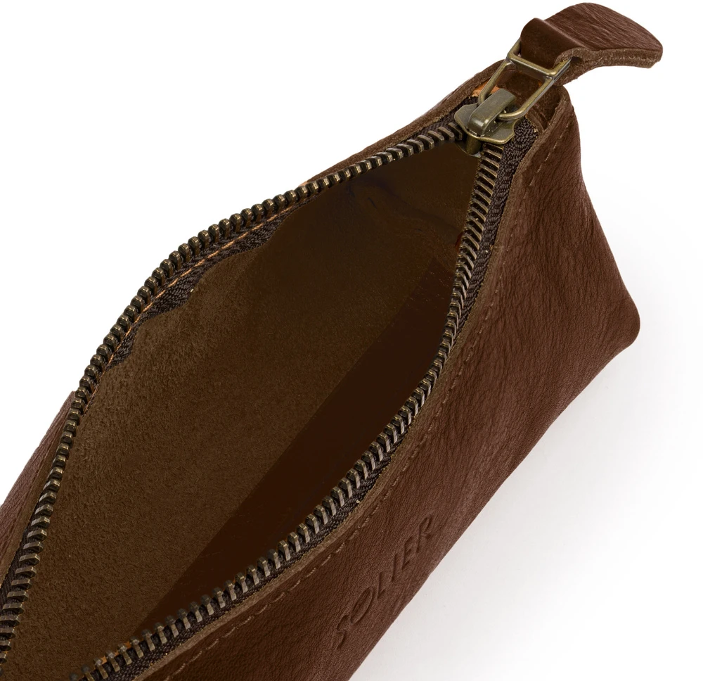 Kelioninis Solier Accessories Leather pencil case Solier SA51 dark ruda