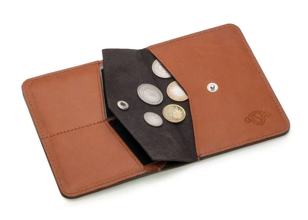 Solier Accessories Piniginė vyrams su skyriumi monetoms SOLIER SW15 SLIM - šviesiai ruda