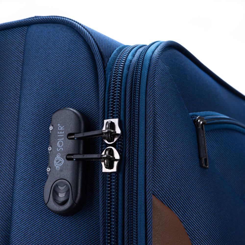 Kelioninis Solier Luggage Didelis lengvas lagaminas L Solier STL1801 - Mėlyna/ruda
