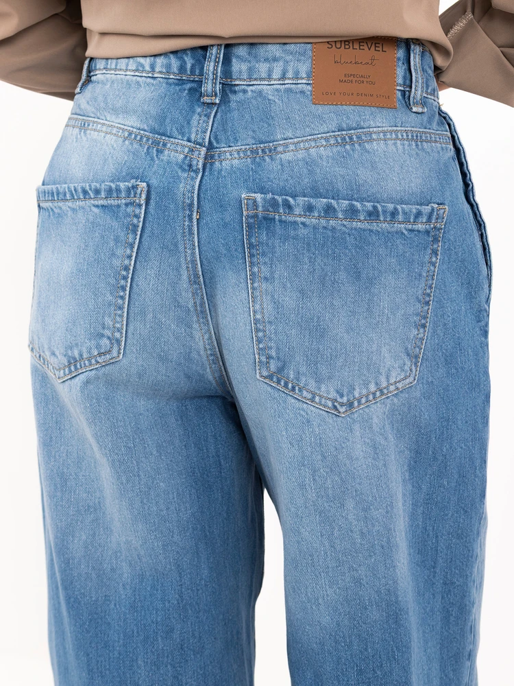 Sublevel Kelnės jeans-D80044AH62683L233-šviesiai mėlyna