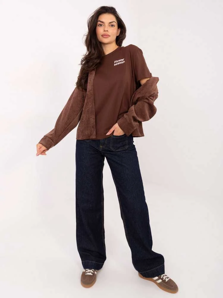 Sublevel T-shirt-D12022AH02645V-ciemny ruda