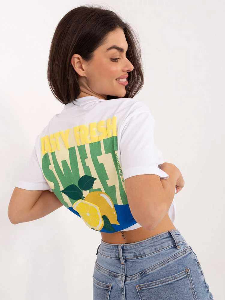 Sublevel T-shirt-D12022AH02645W-balta ir-geltona