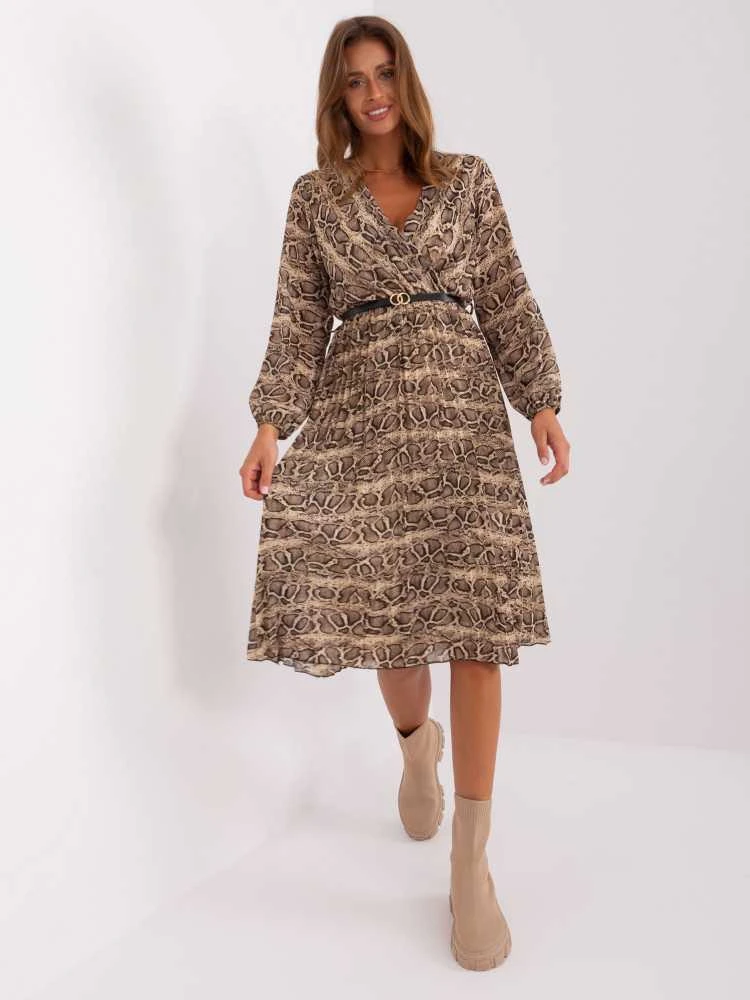 Italy Moda Suknelė-DHJ-SK-10536N-5.03P-juoda-smėlio spalvos
