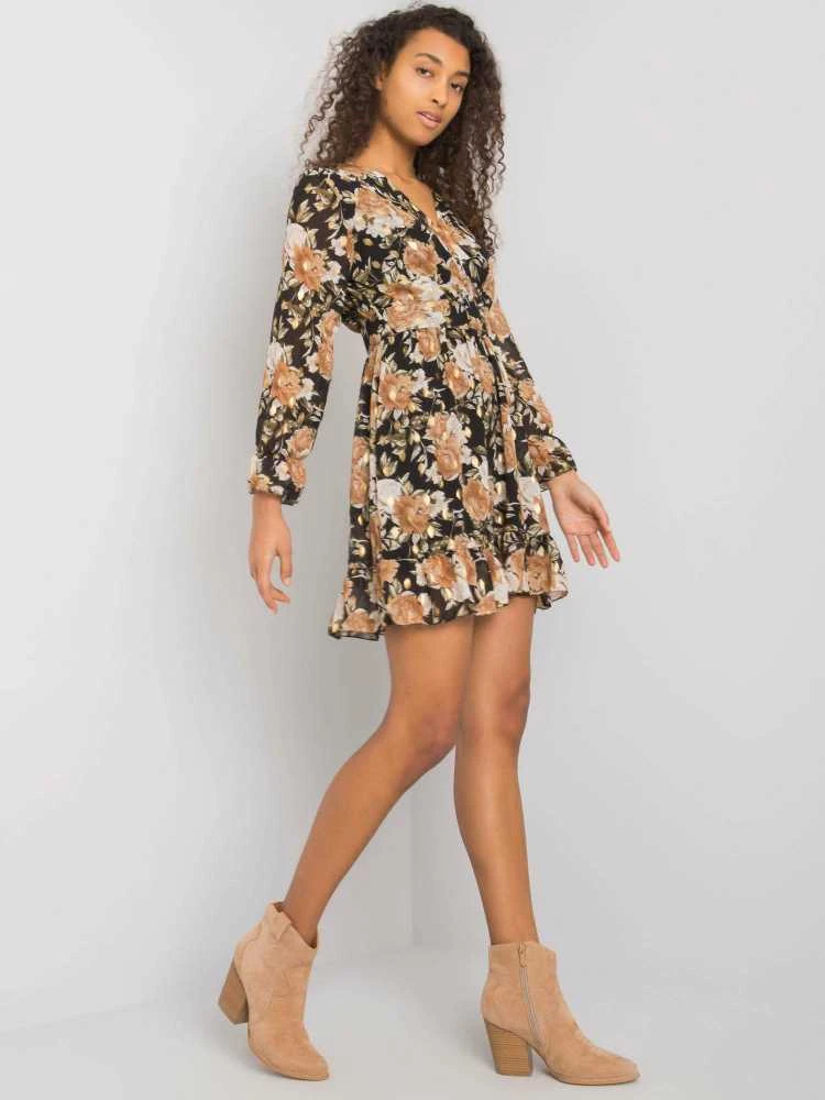 Italy Moda Suknelė-DHJ-SK-12220-2.14P-juoda-smėlio spalvos