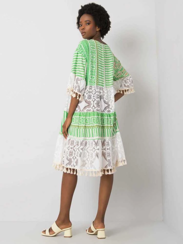 Italy Moda Suknelė-DHJ-SK-13567.41P-balta-žalia