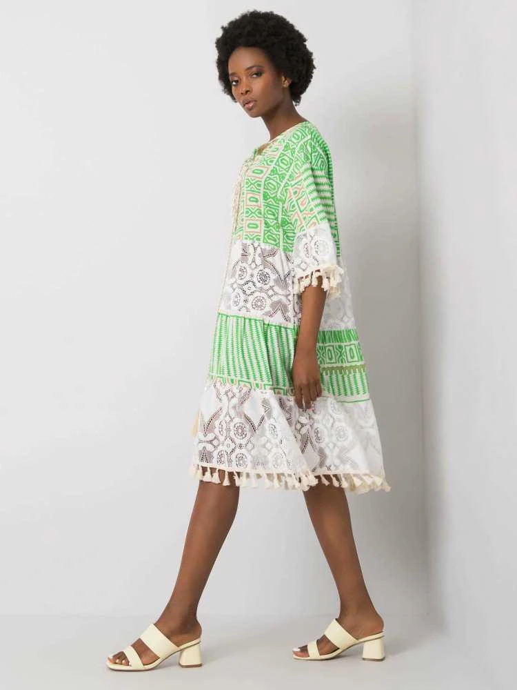 Italy Moda Suknelė-DHJ-SK-13567.41P-balta-žalia
