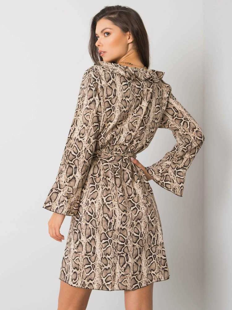 Italy Moda Suknelė-DHJ-SK-13891B.07P-juoda-smėlio spalvos