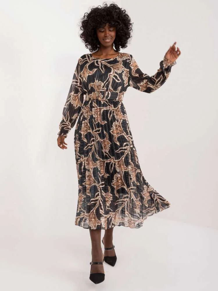 Italy Moda Suknelė-DHJ-SK-13928.42-juoda-smėlio spalvos