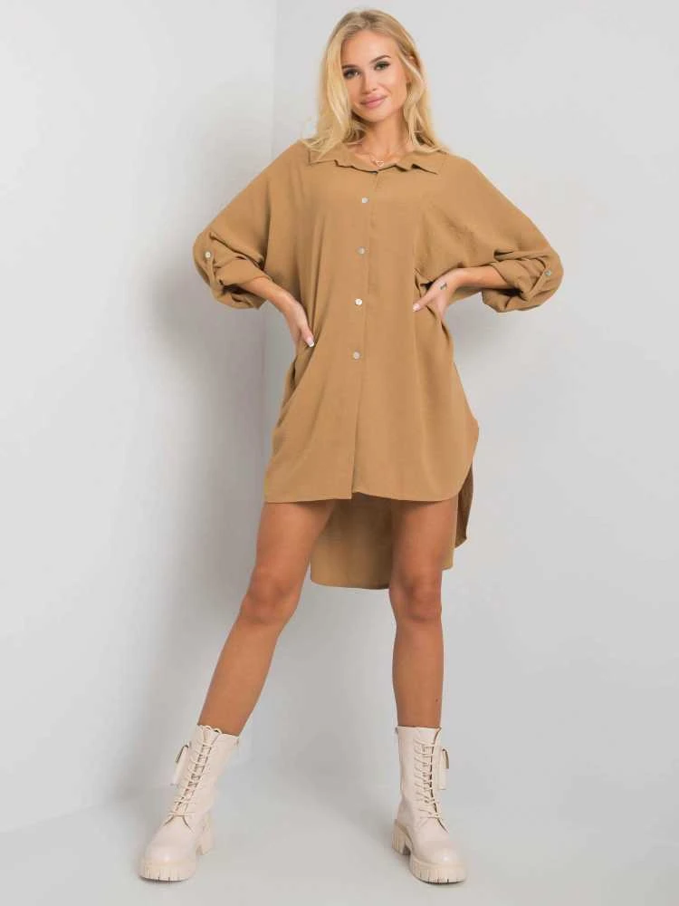 Italy Moda Suknelė-DHJ-SK-13938.02P-tamsiai smėlio spalvos