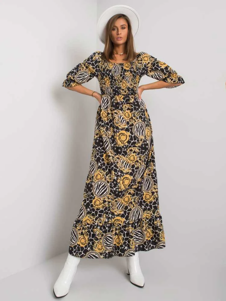 Italy Moda Suknelė-DHJ-SK-13965-1.61P-juoda-geltona