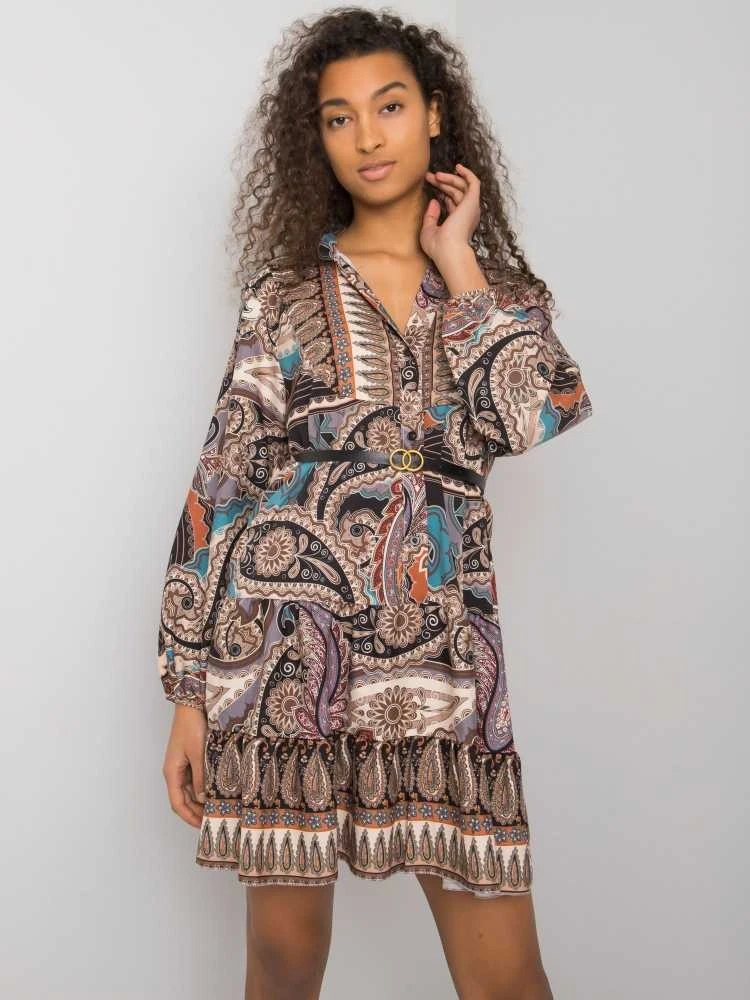 Italy Moda Suknelė-DHJ-SK-15053.61-juoda-smėlio spalvos