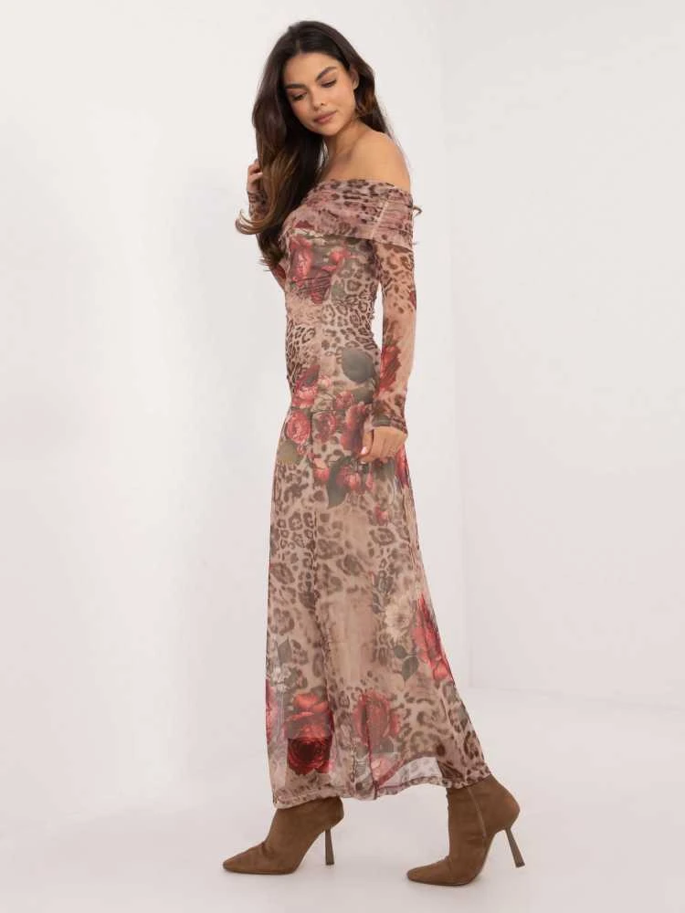 Italy Moda Suknelė-DHJ-SK-18702-1.13P-smėlio spalvos