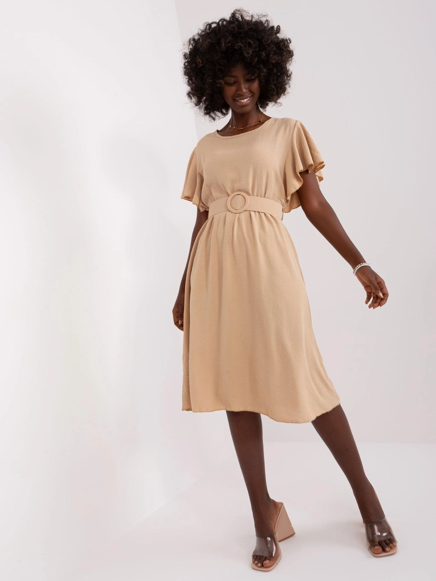 Italy Moda Suknelė-DHJ-SK-5648.07-smėlio spalvos