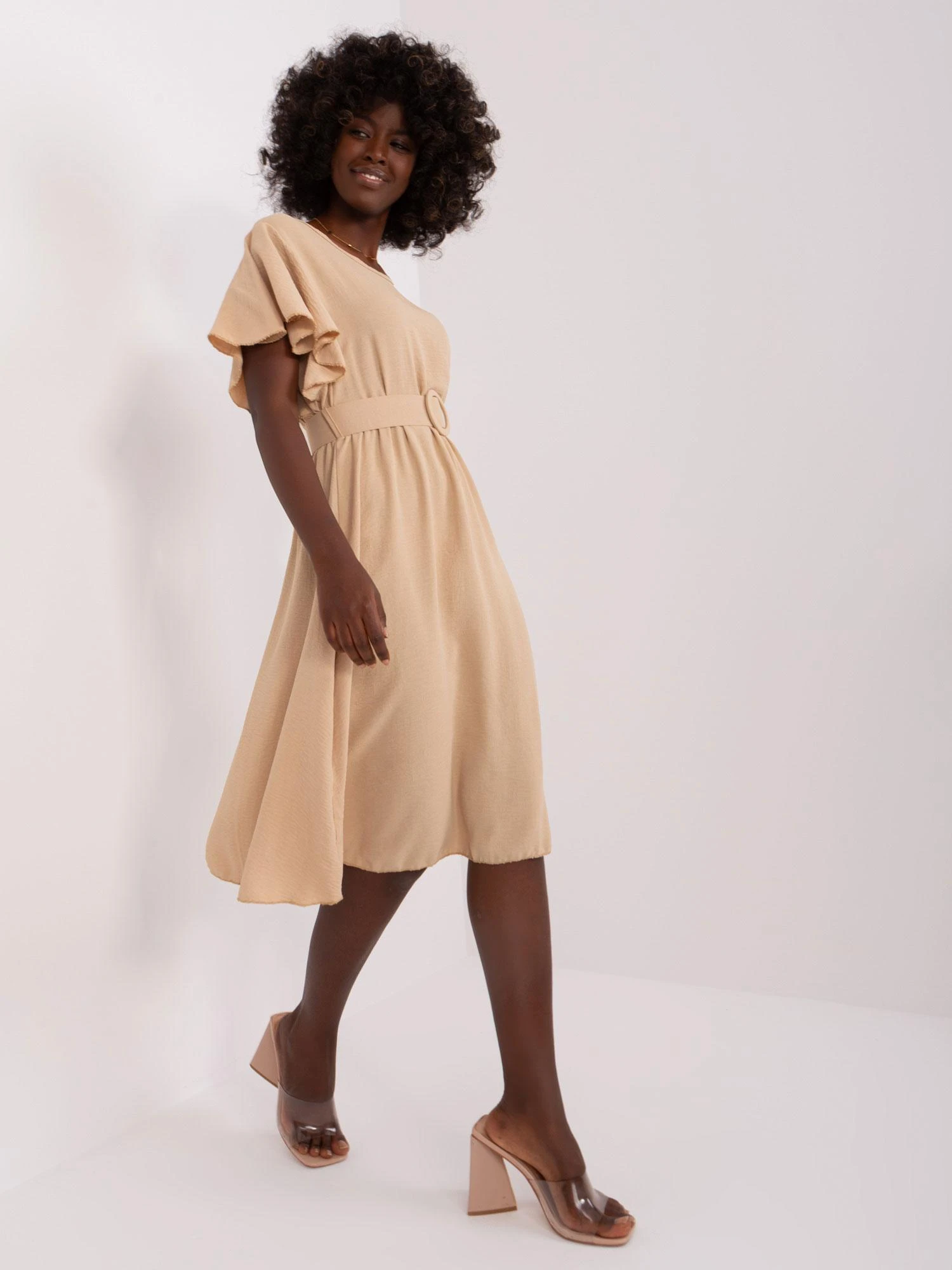 Italy Moda Suknelė-DHJ-SK-5648.07-smėlio spalvos