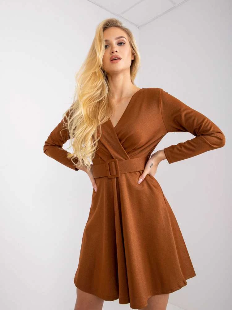 Italy Moda Suknelė-DHJ-SK-8818.37P-šviesiai ruda