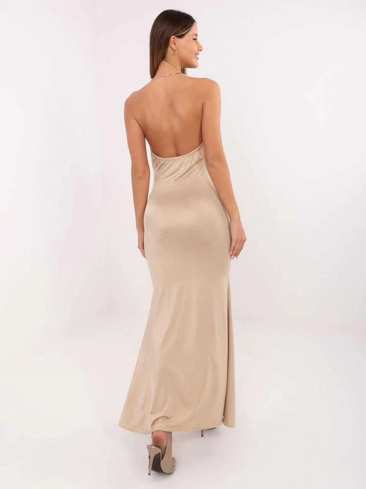 Suknelė Italy Moda Sukienka-IT-SK-21859.01P-smėlio spalva